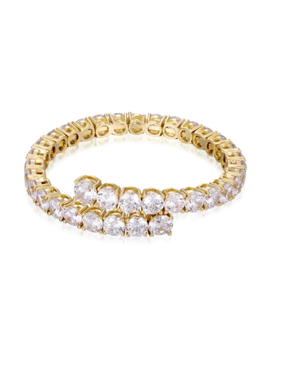 Bracelet 14k Gold Plated Real Crystal Adjustable Cuff Luxury Jewelry